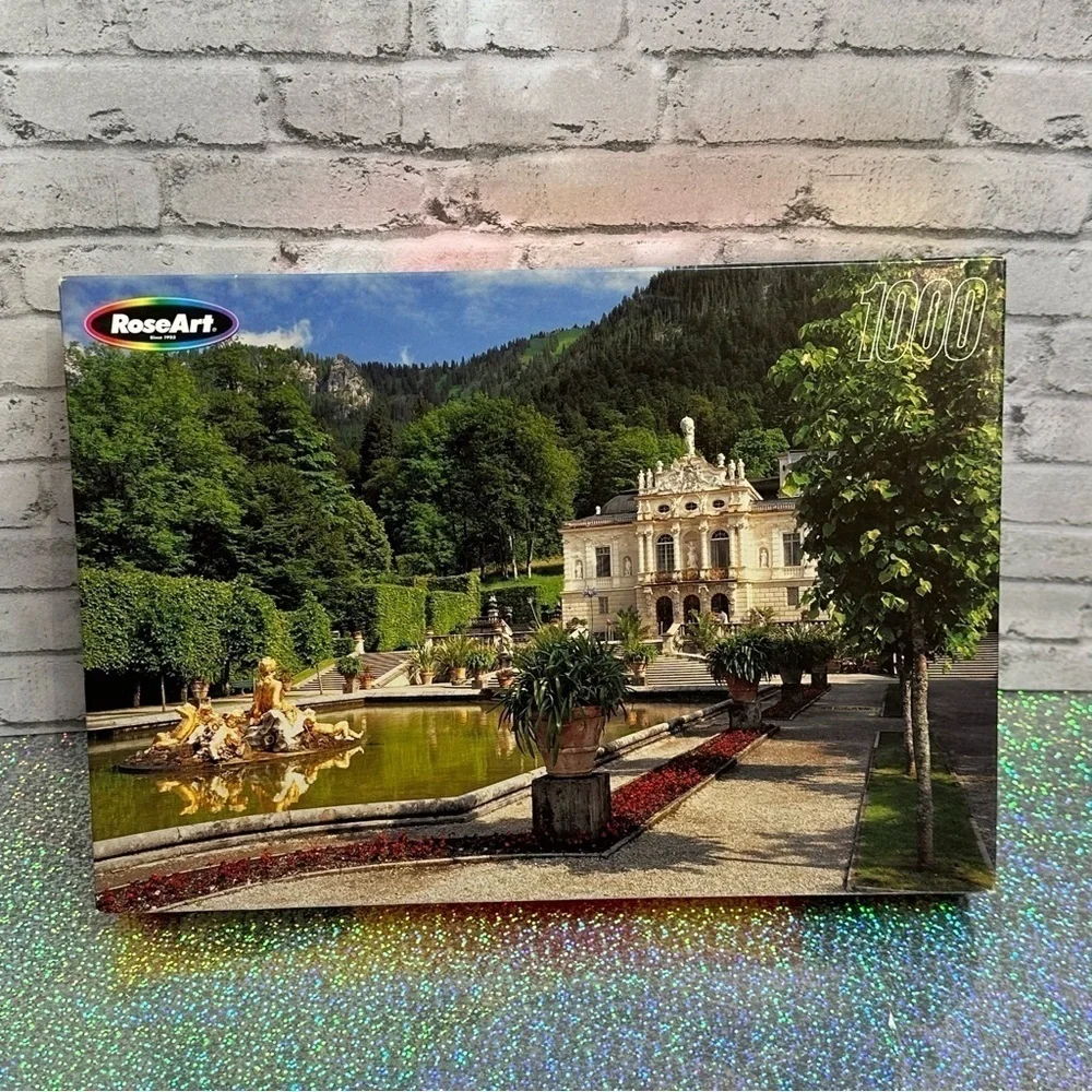 Puzzle Linderhof Castle 1000 Piece Jigsaw Puzzle RoseArt Vintage Sealed NEW